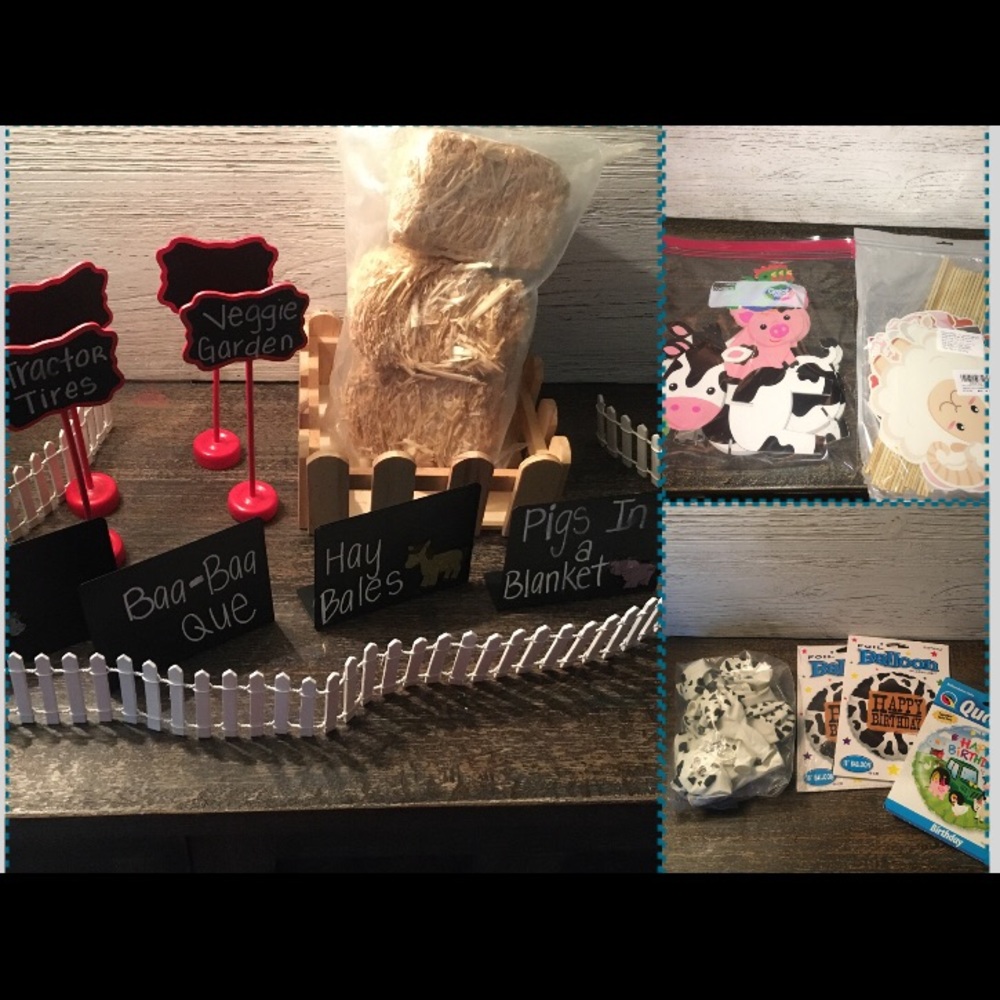 Lot of farm western birthday items Mylar balloons